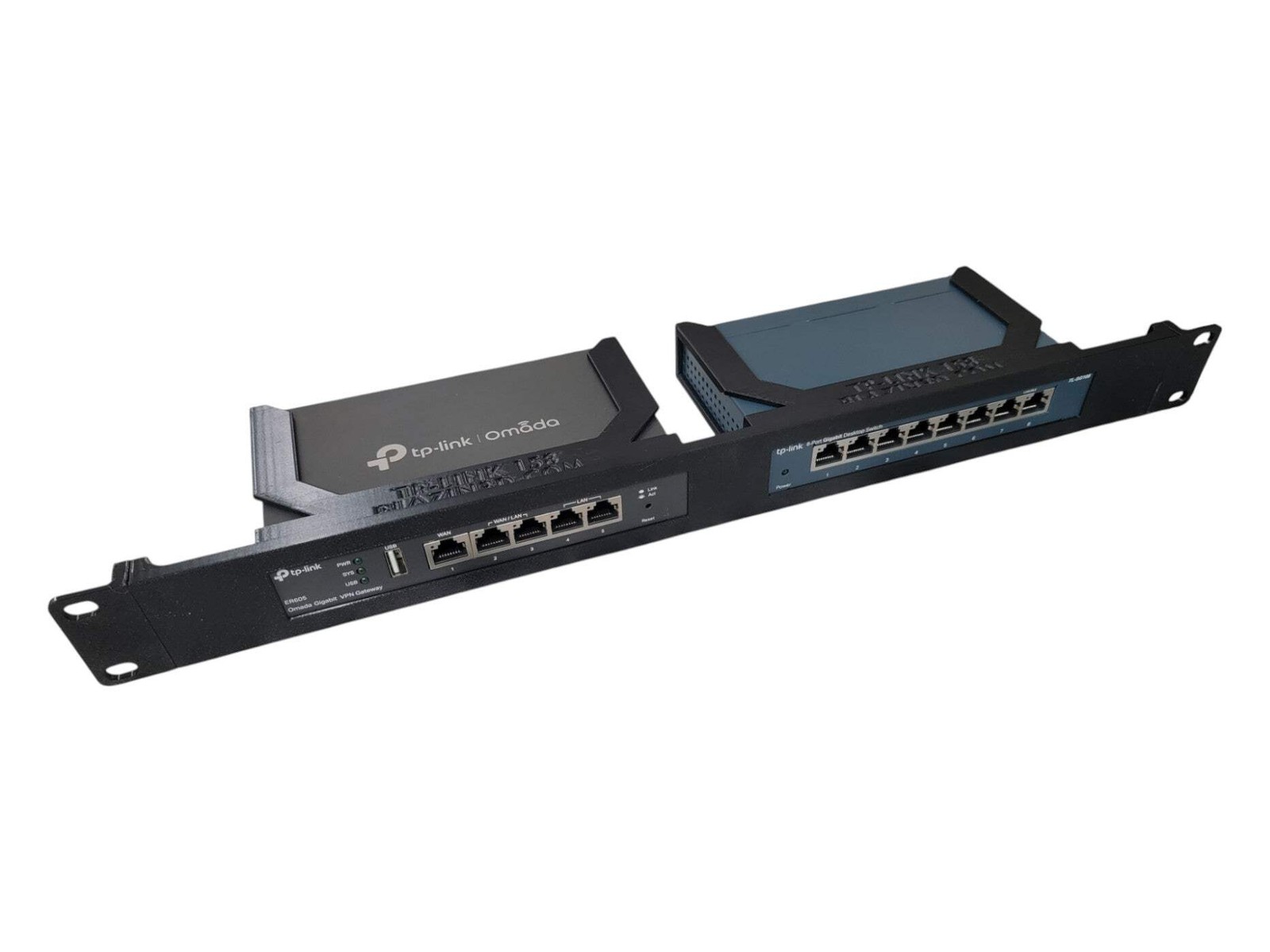 Network Rack Mount, 19 inch 1U, for Tp-Link ER605 and Tp-Link TL-SG108 Switch