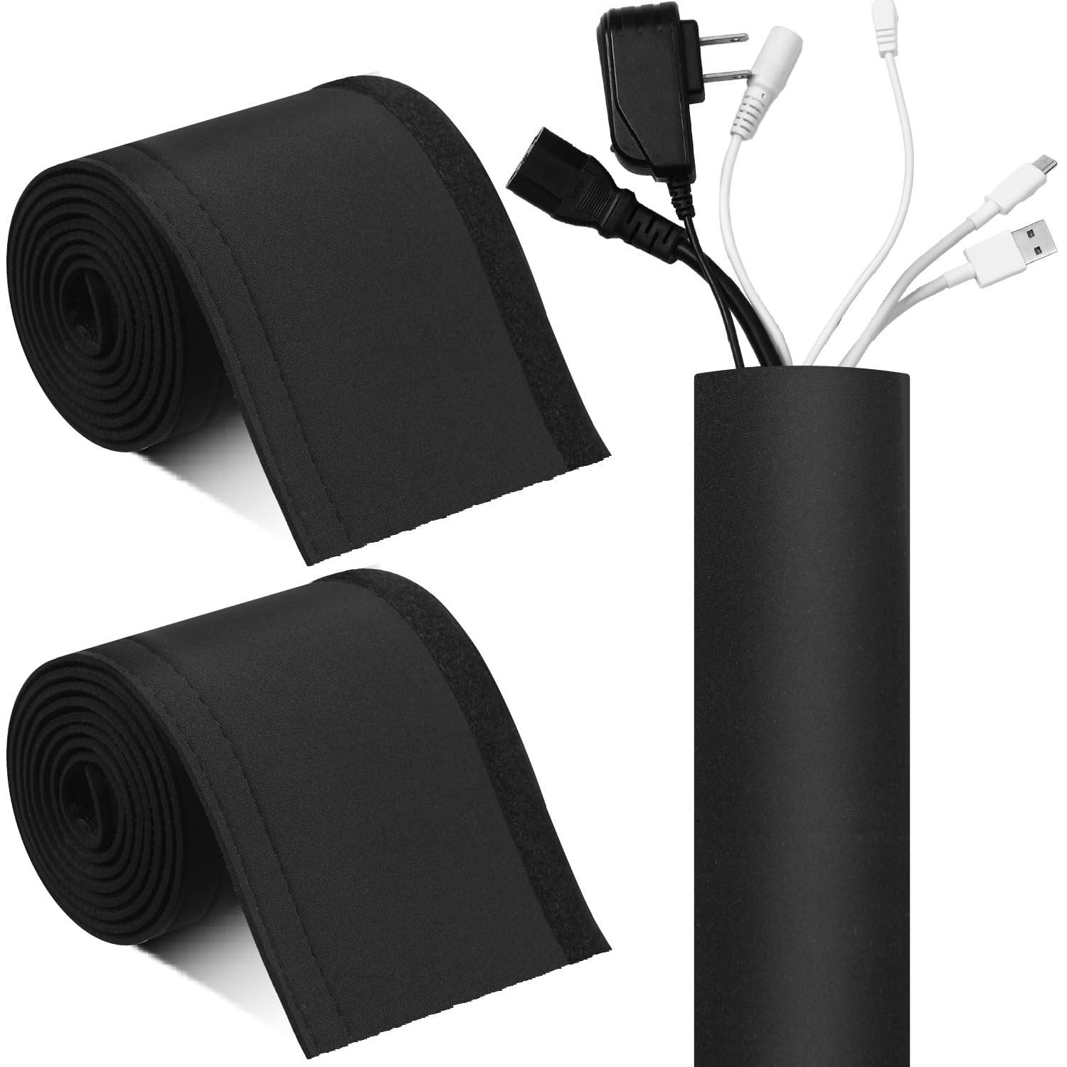 2 Rolls 60 Inch Cable Management Sleeve Trolling Motor Cable Sleeve Neoprene ...