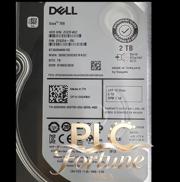 Used DELL 0X2K8W X2K8W ST2000NM0155 2TB 3.5" SAS 7.2K 12Gb/s Hard Drive HDD