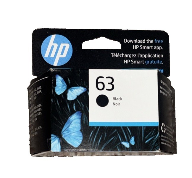 Genuine HP 63 Black Original Ink Cartridge, Sealed EXP 2025 - NEW 