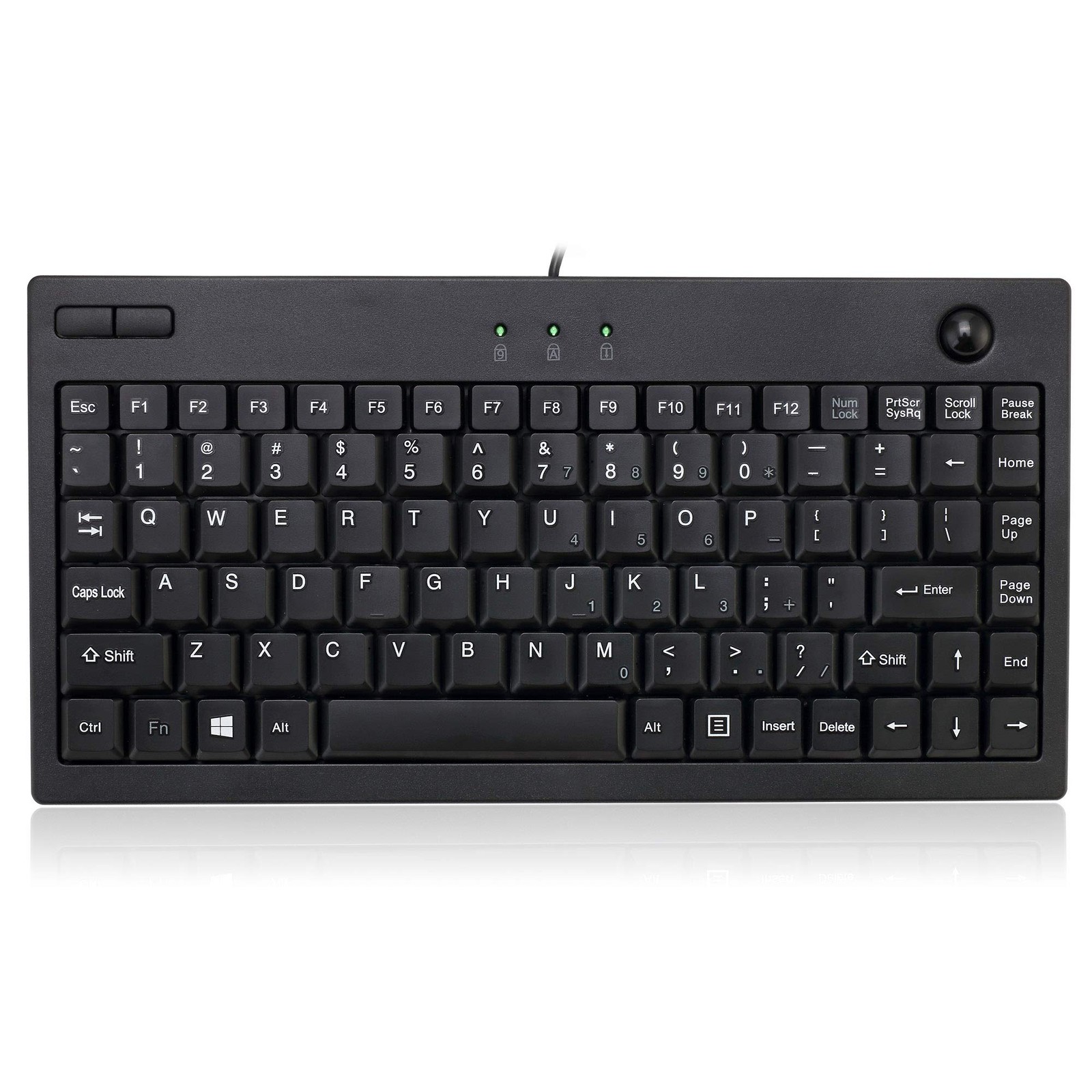 Adesso AKB-310UB Wired USB Mini Trackball Keyboard, Black
