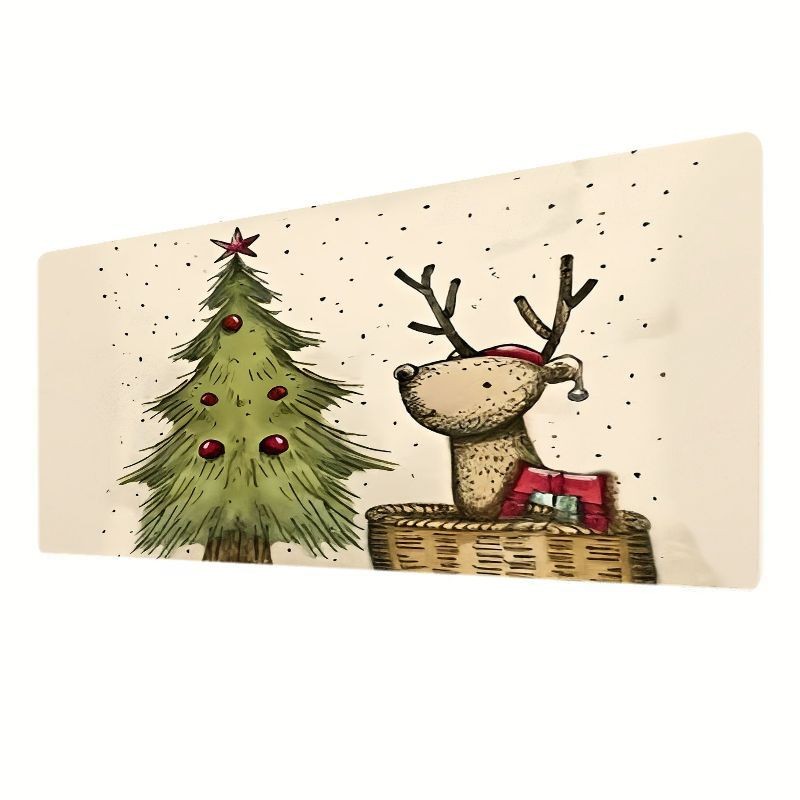 Christmas Desktop Mouse Pad | Elegant Holiday Scene with Green Christmas Tree