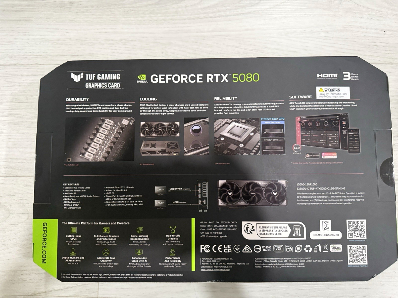 **SEALED BOX** ASUS TUF Gaming GeForce RTX 5080 OC Edition 16GB GDDR7 G-SYNC