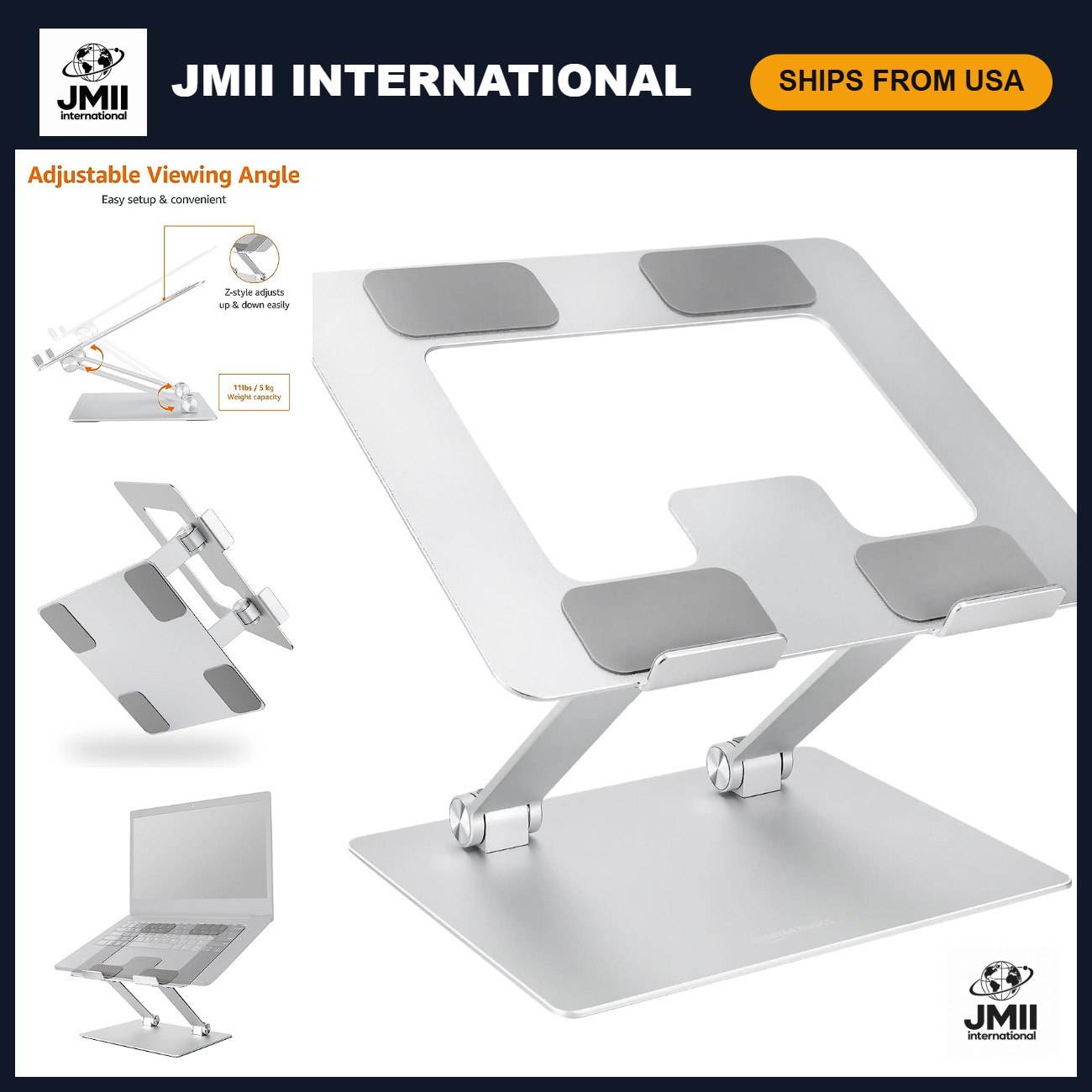 Portable Ergonomic Laptop Stand - Height Adjustable, Ventilated Cooling, Fits Up