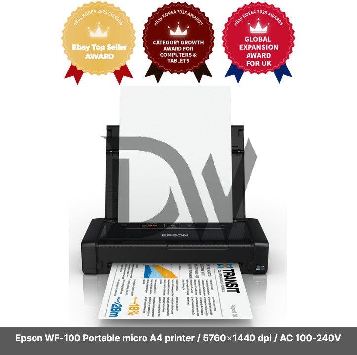 Epson WF-100 Portable micro A4 printer / 5760×1440 dpi / AC 100-240V / 50-60HZ