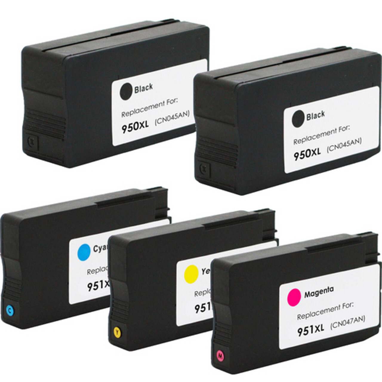 950XL and 951XL Ink Combo, 2 Black, 1 Cyan, 1 Magenta, 1 Yellow - 5 Count