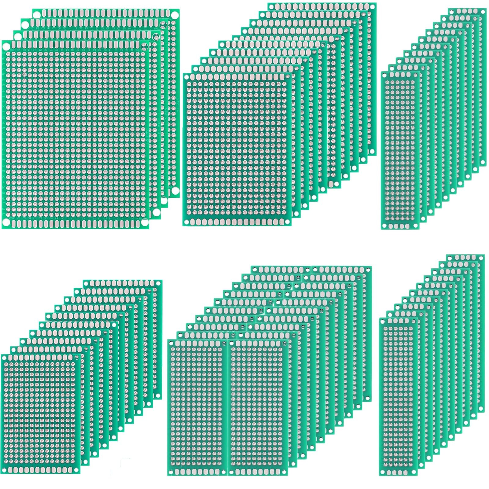64 PCS Green PCB Board Double Sided Circuit Perf 5 Sizes DIY Soldering