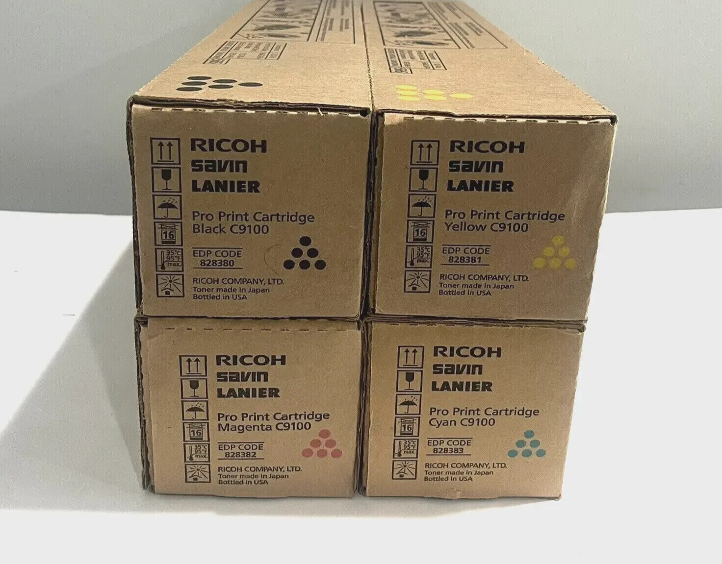 SET / LOT OF 4 RICOH SAVIN LANIER C9100 Toner Set 828383,828382,828381,828380