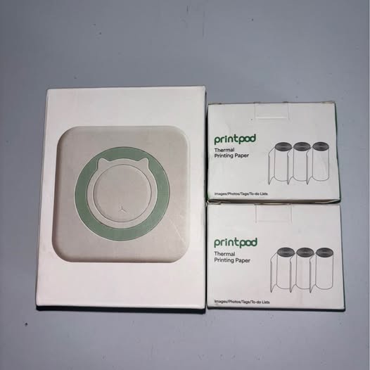 Print Pod 2.0 + 7 Thermal Paper Rolls/Mini Notebook Sticker Printer School/Work
