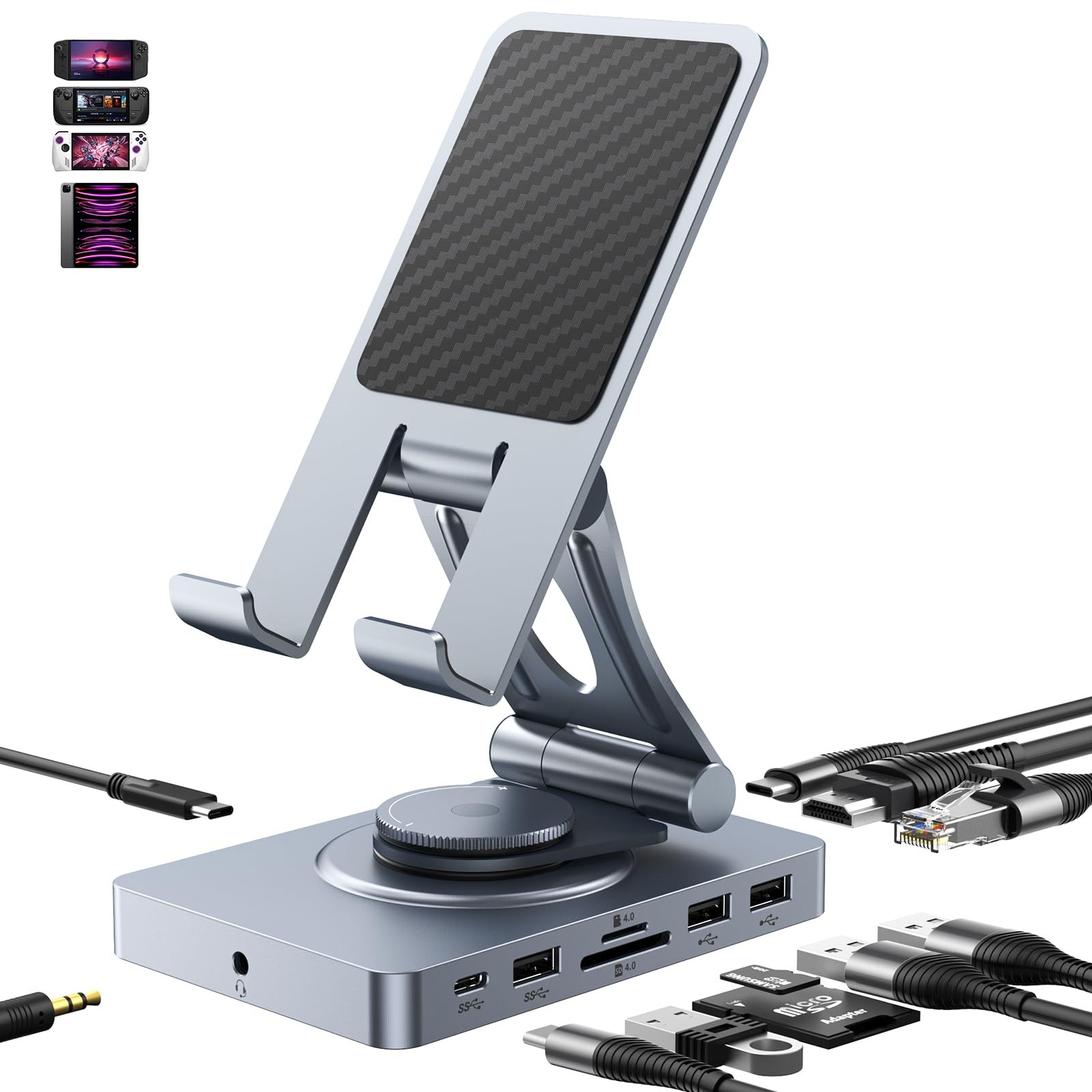 Versatile USB C Docking Station for iPad, 11-in-1 with SD TF 4.0 Reader, 4K60...