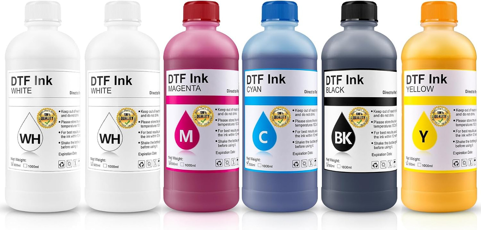 DTF Ink 500Ml Combo Pack Compatible for Printheads Installed DTF Printers L1800