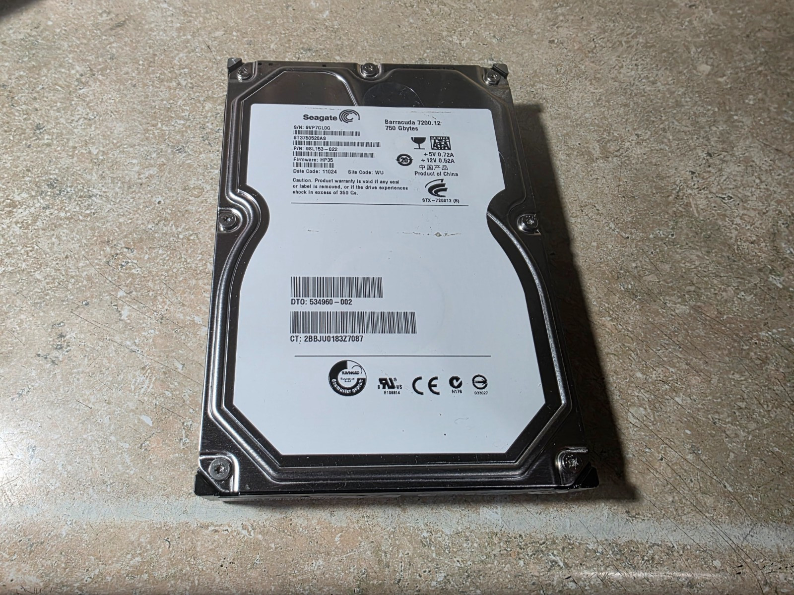 Seagate Barracuda 750GB ST3750528AS 3.5" SATA Internal HDD FREE S/H tested