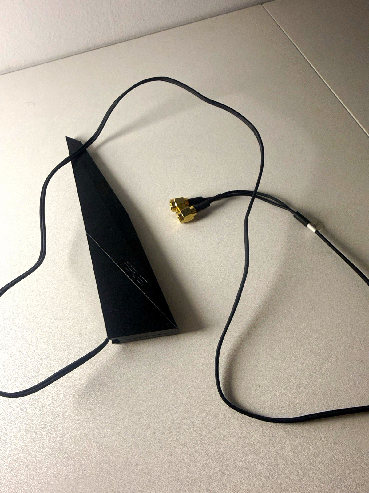 Black Asus Wi-Fi Antenna with Base, Coaxial Cable and Brass Connectors