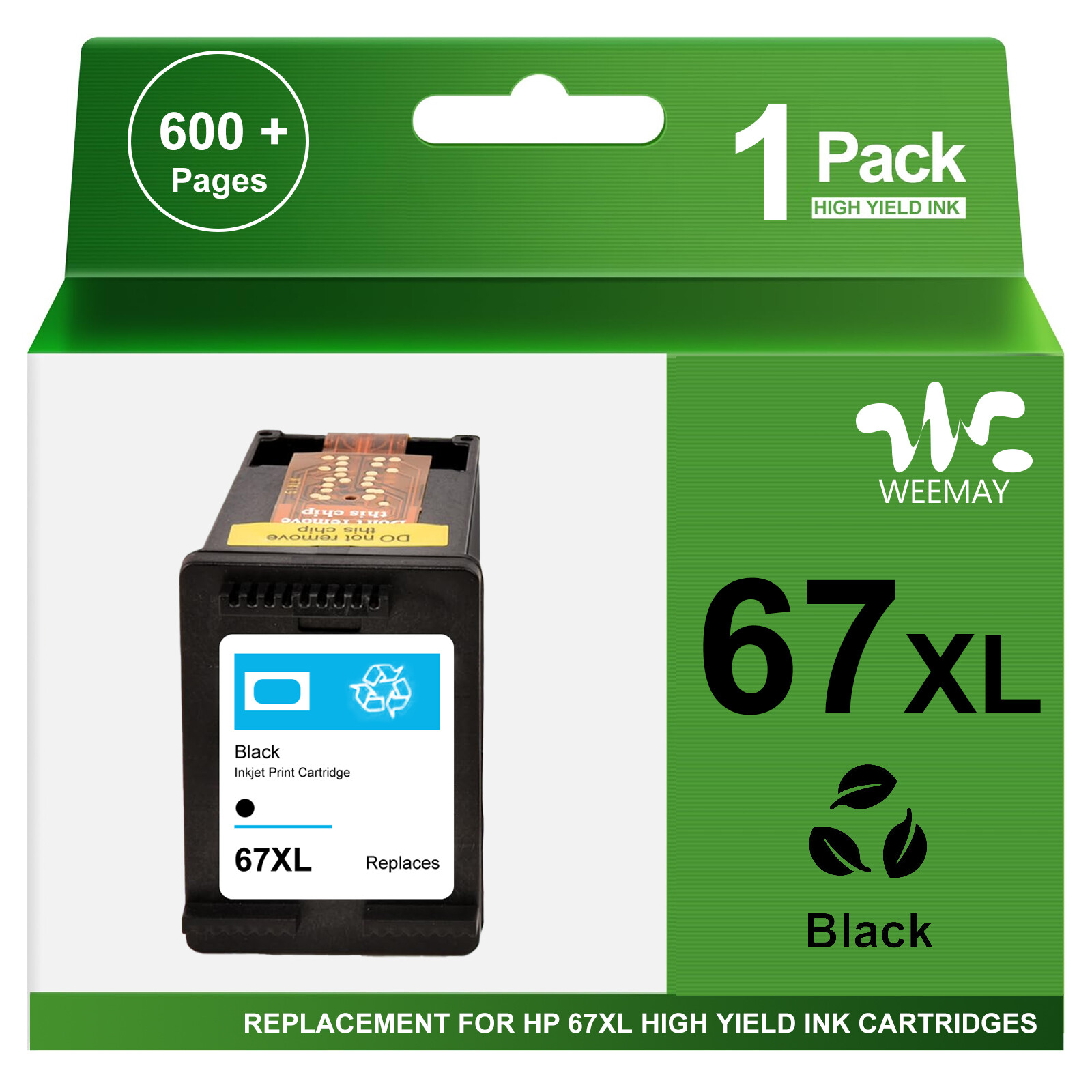 1BK 67XL Ink Cartridges for HP 67 Ink XL Deskjet 2855e 2755e 2700e 4520 printer