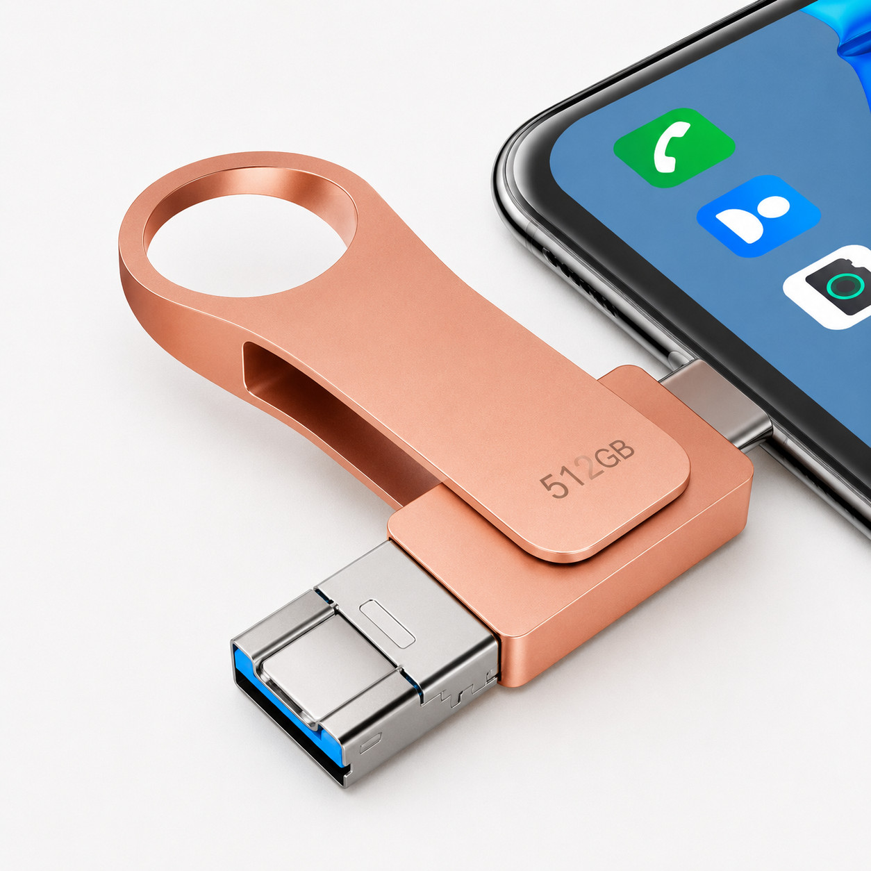 512GB 4‑in‑1 OTG Flash Drive  Swivel Multi‑Interface Memory Stick for Tablet