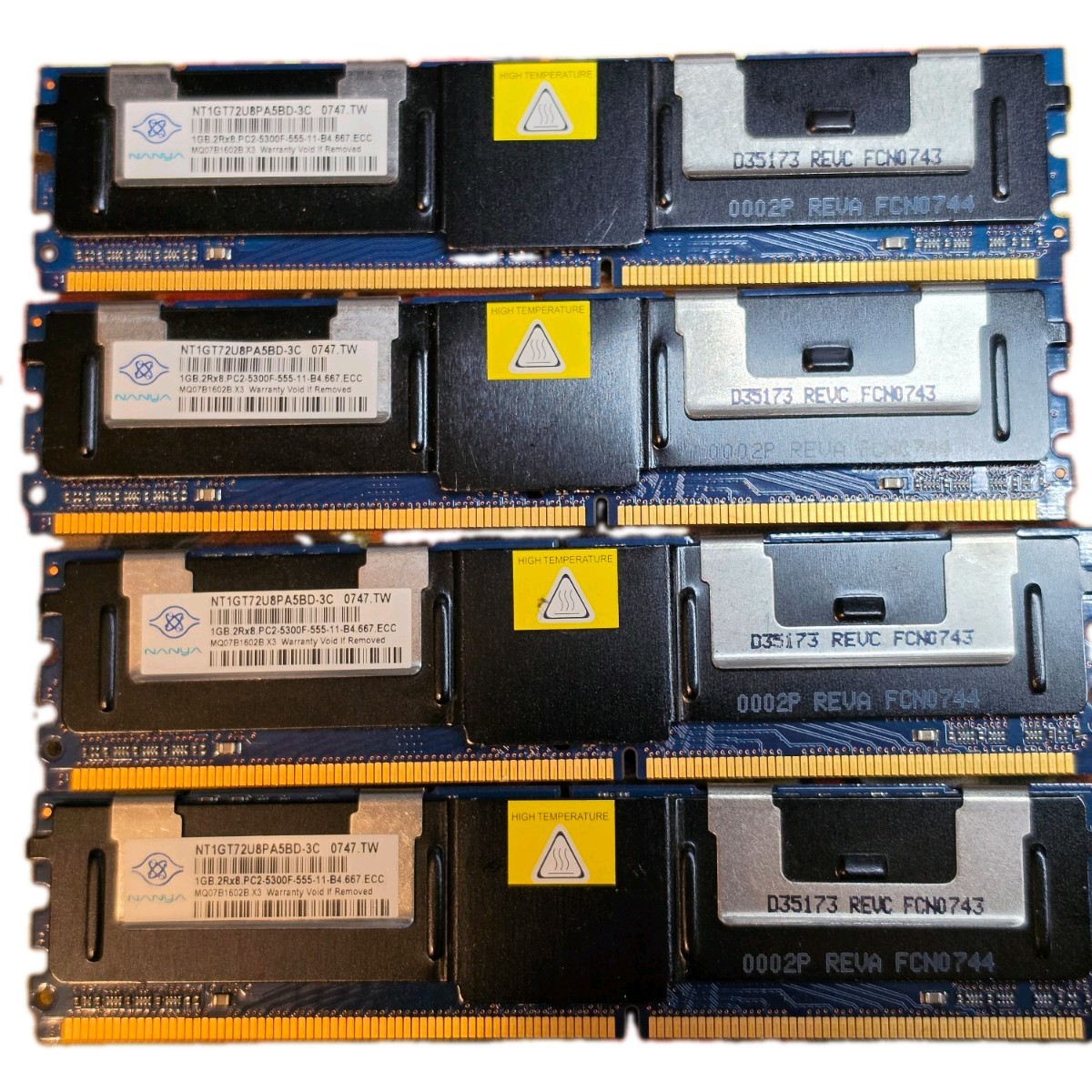 NANYA 4GB (4x1GB) 2Rx8 DDR2 PC2-5300F ECC NT1GT72U8PA5BD-3C RAM