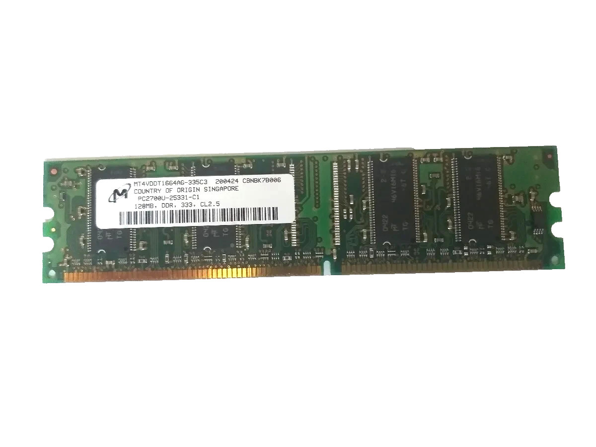 Micron PC2700U 128 MB DIMM 333 MHz DDR SDRAM Memory (MT4VDDT1664AG-335C3)