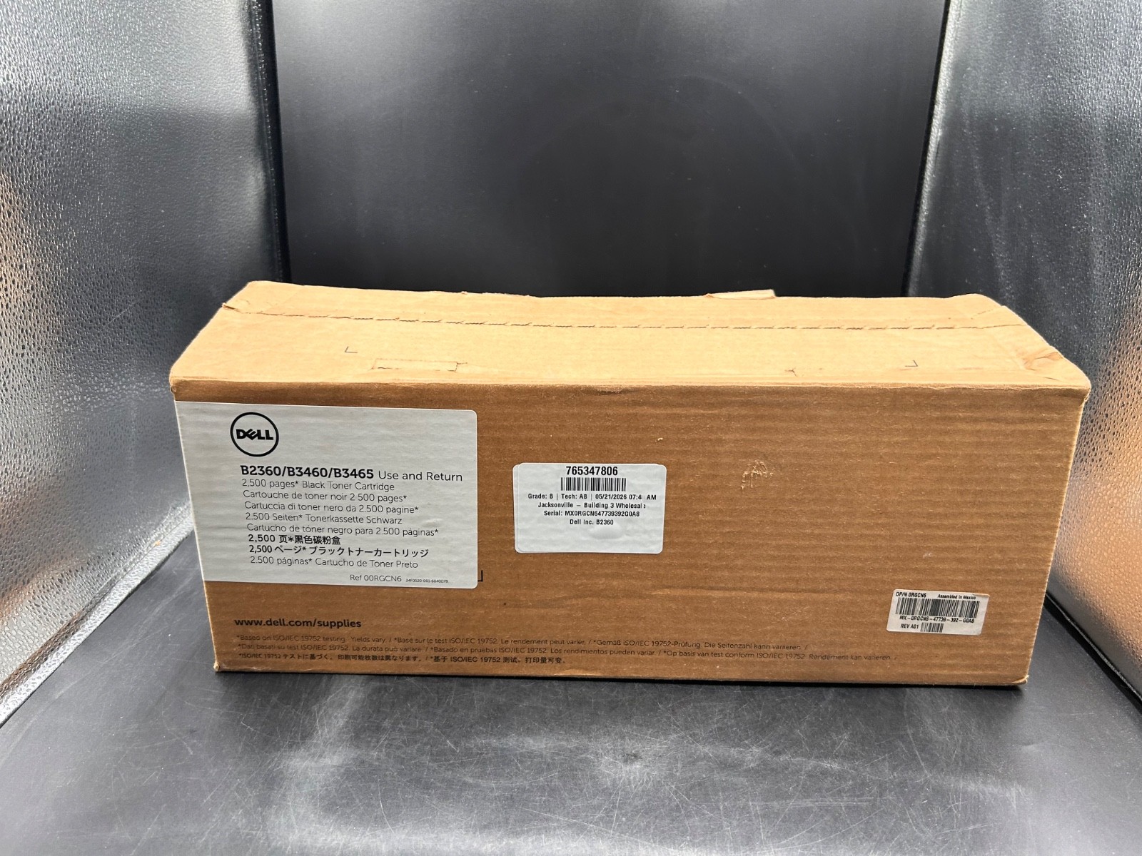DELL RGCN6 Black Toner Cartridge B2360 B3460 B3465 2500 Pages Genuine OEM