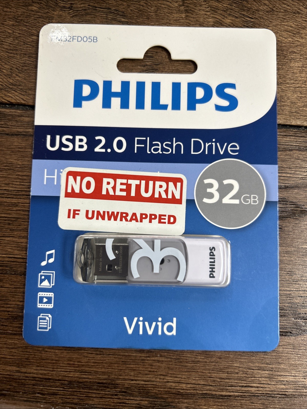 NEW Philips PHMMD32GBVIVID Philips 32GB USB Flash Drive 2.0 Vivid - Grey -
