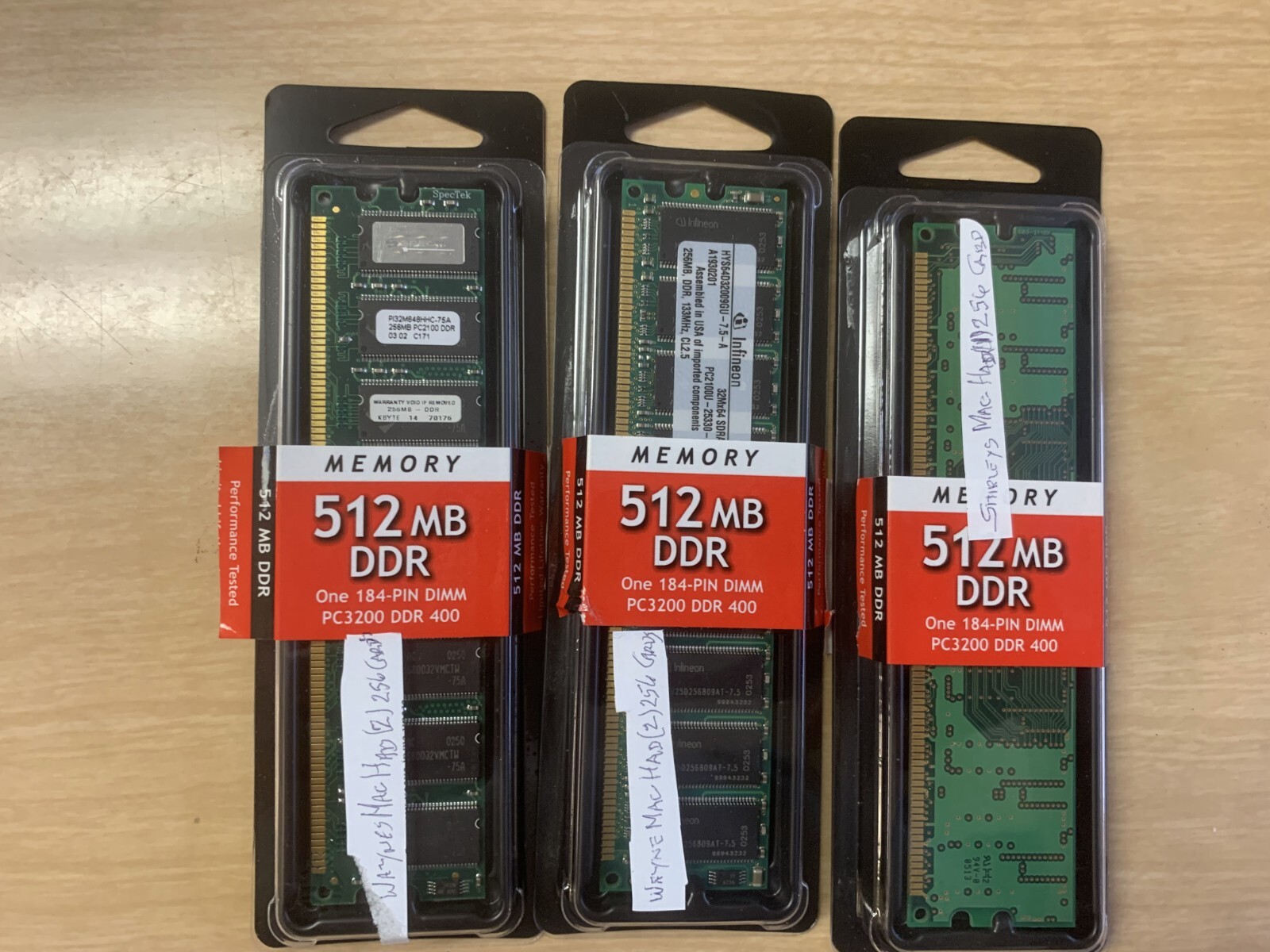 Infineon HYS64D32009GU-7.5-A 512 MB DDR Memory Module - (Lot of 3)