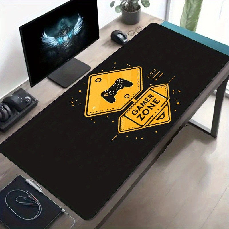 1 Large-sized E-sports Gaming Mouse Pad, Featuring a Simple Design with Yellow