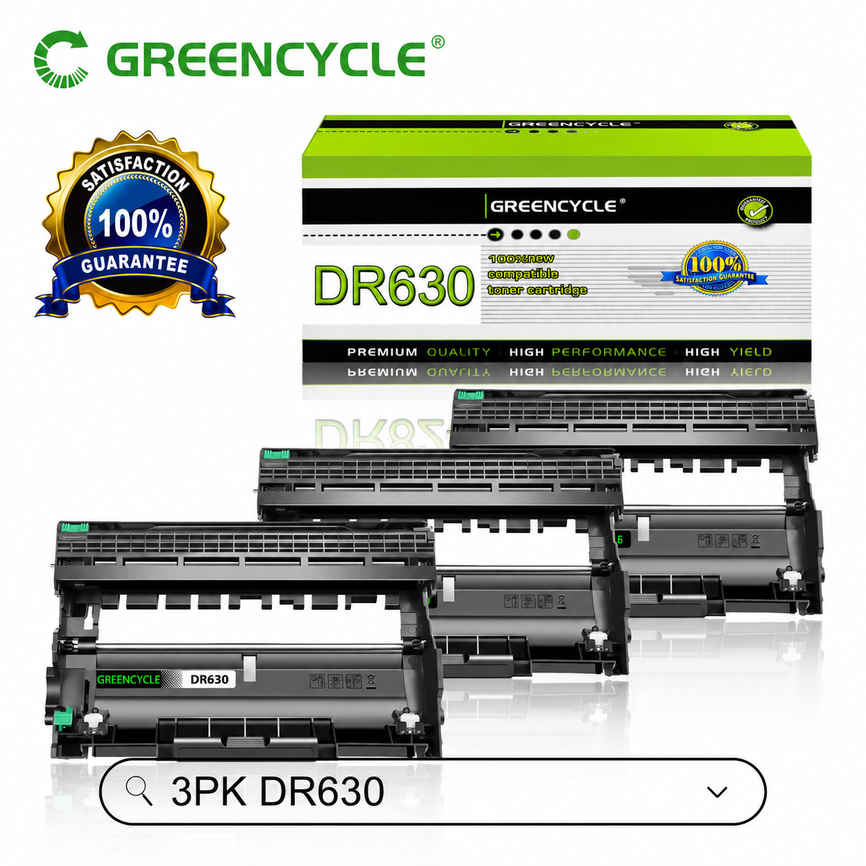 3 Pack DR630 Drum Units Compatible with Brother HL-L2320D HL-L2340DW HL-L2380DW