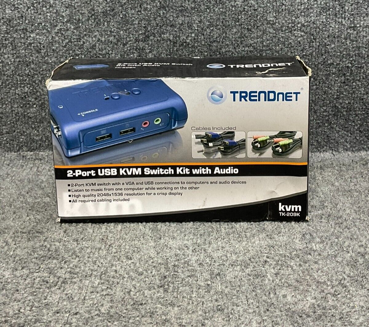 TRENDnet TK-209K 2-Port USB KVM Switch Kit with Audio Used
