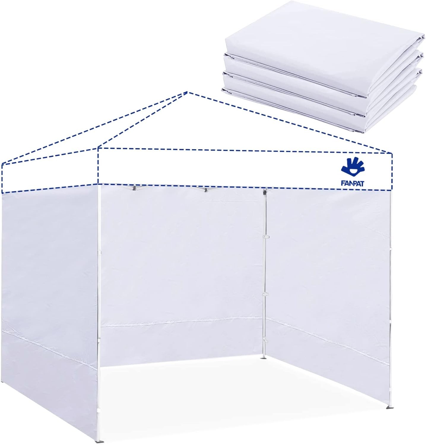 Instant Canopy Tent Sidewalls for 10x10 Pop Up 3 Sidewalls, White 