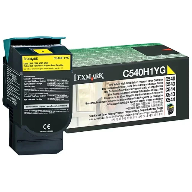 Lexmark C540 Yellow High Yield Toner Cartridge (C540H1YG), 2000 pages