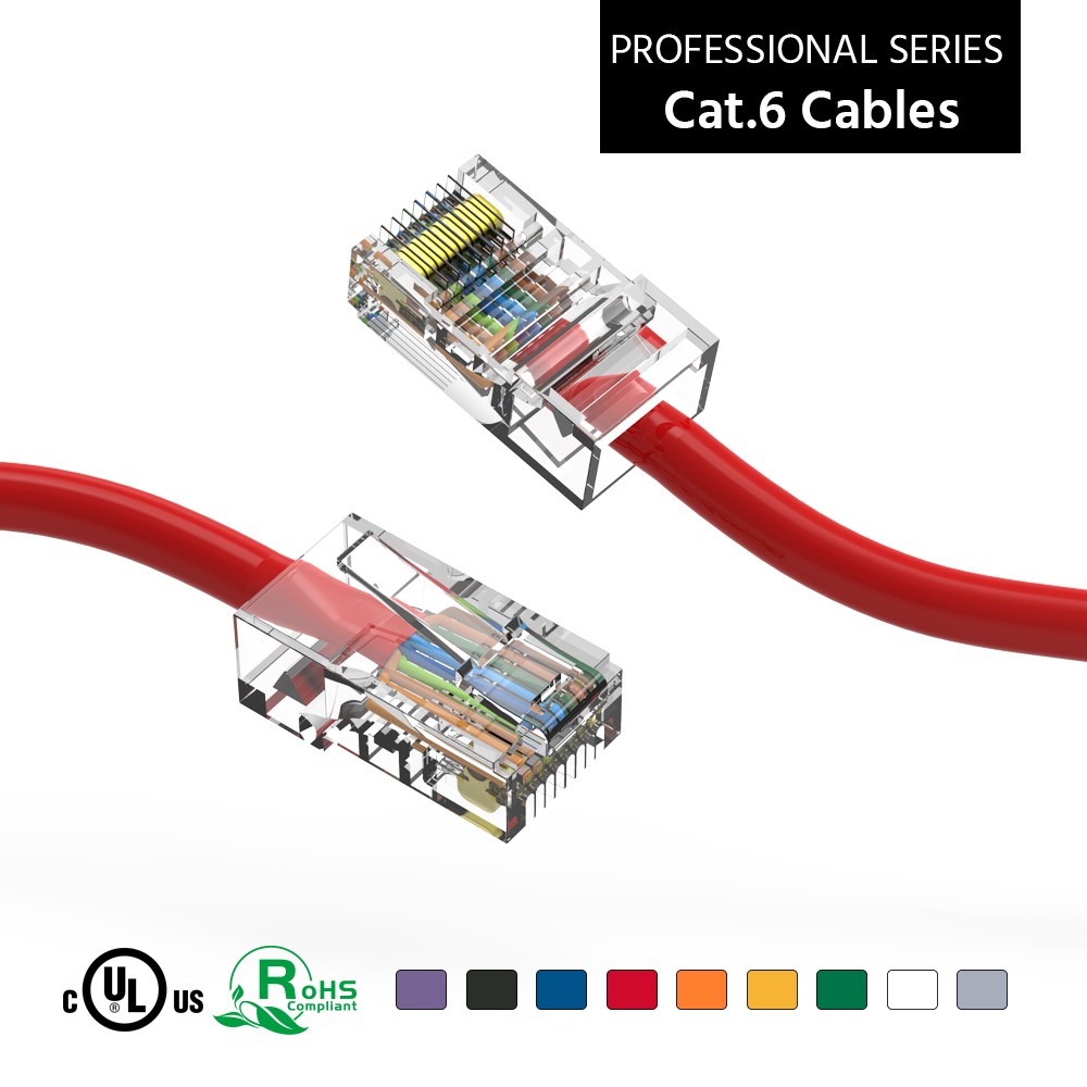 75Ft CAT6 UTP Ethernet Network Non Booted Cable Red