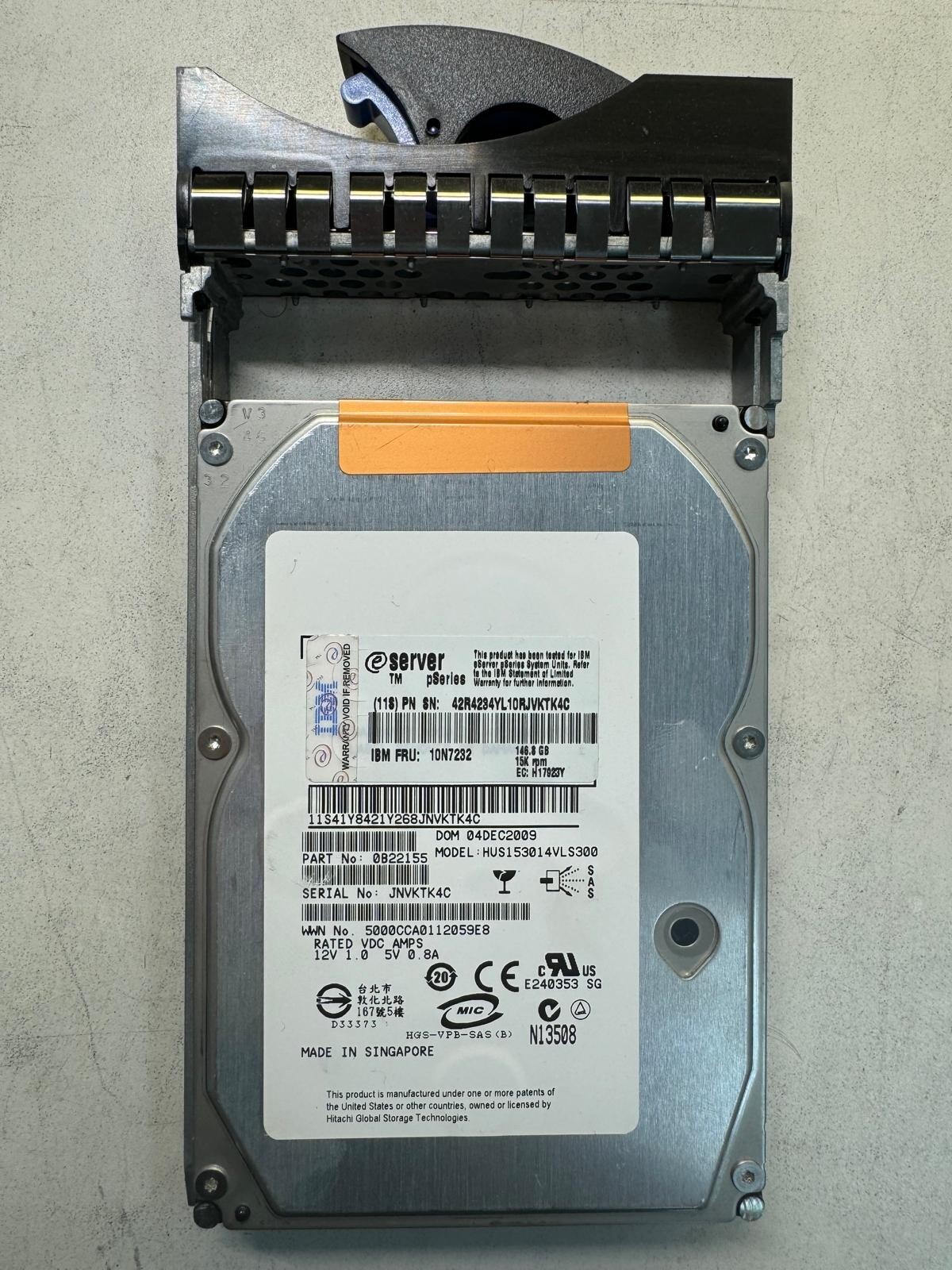 IBM 10N7232 146.8Gb 15K SAS 3.5in pSERIES Drive
