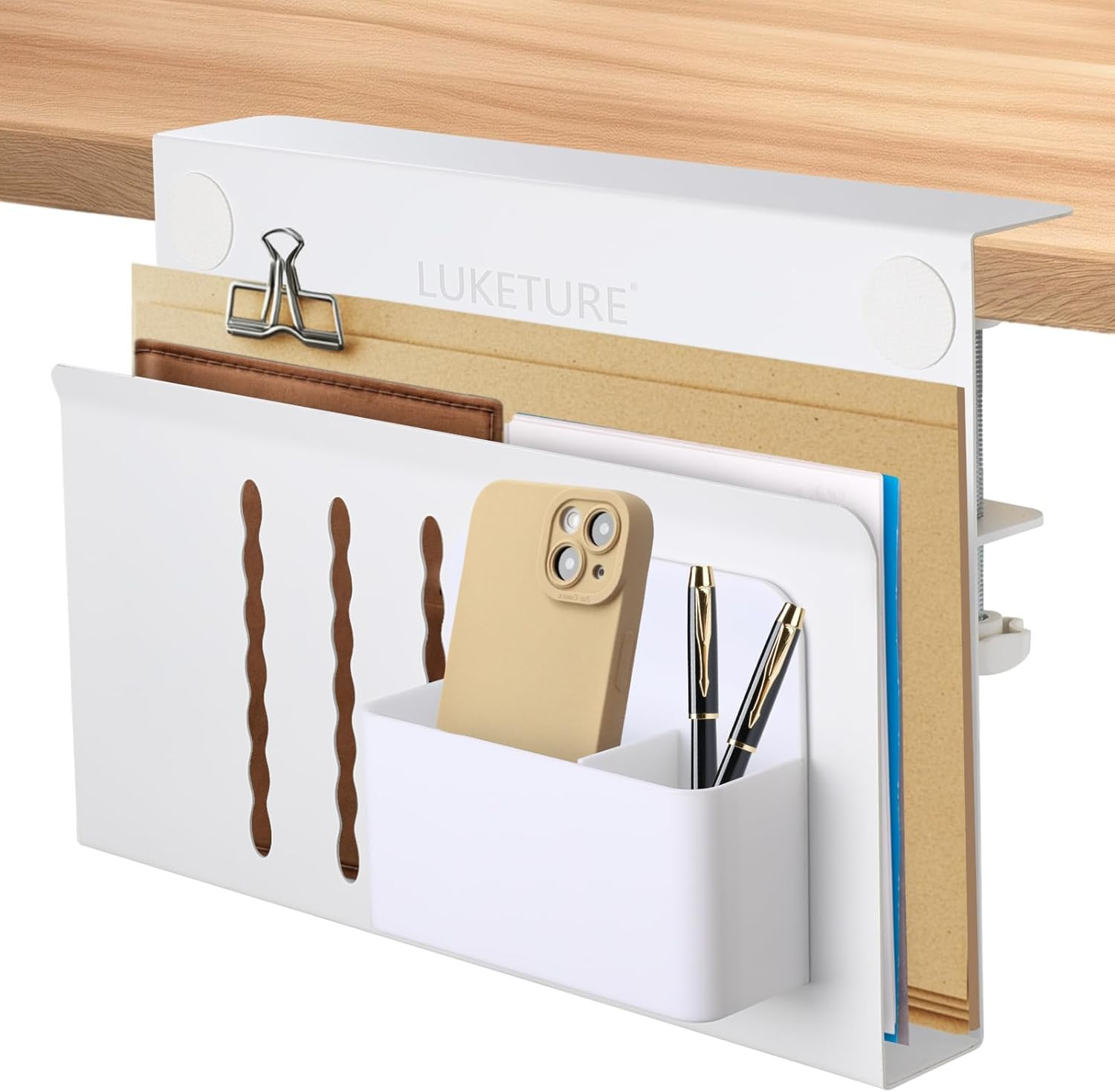 Laptop Holder, Steel Desk Side Storage, No Drill Standing Desk Accessories, Lapt