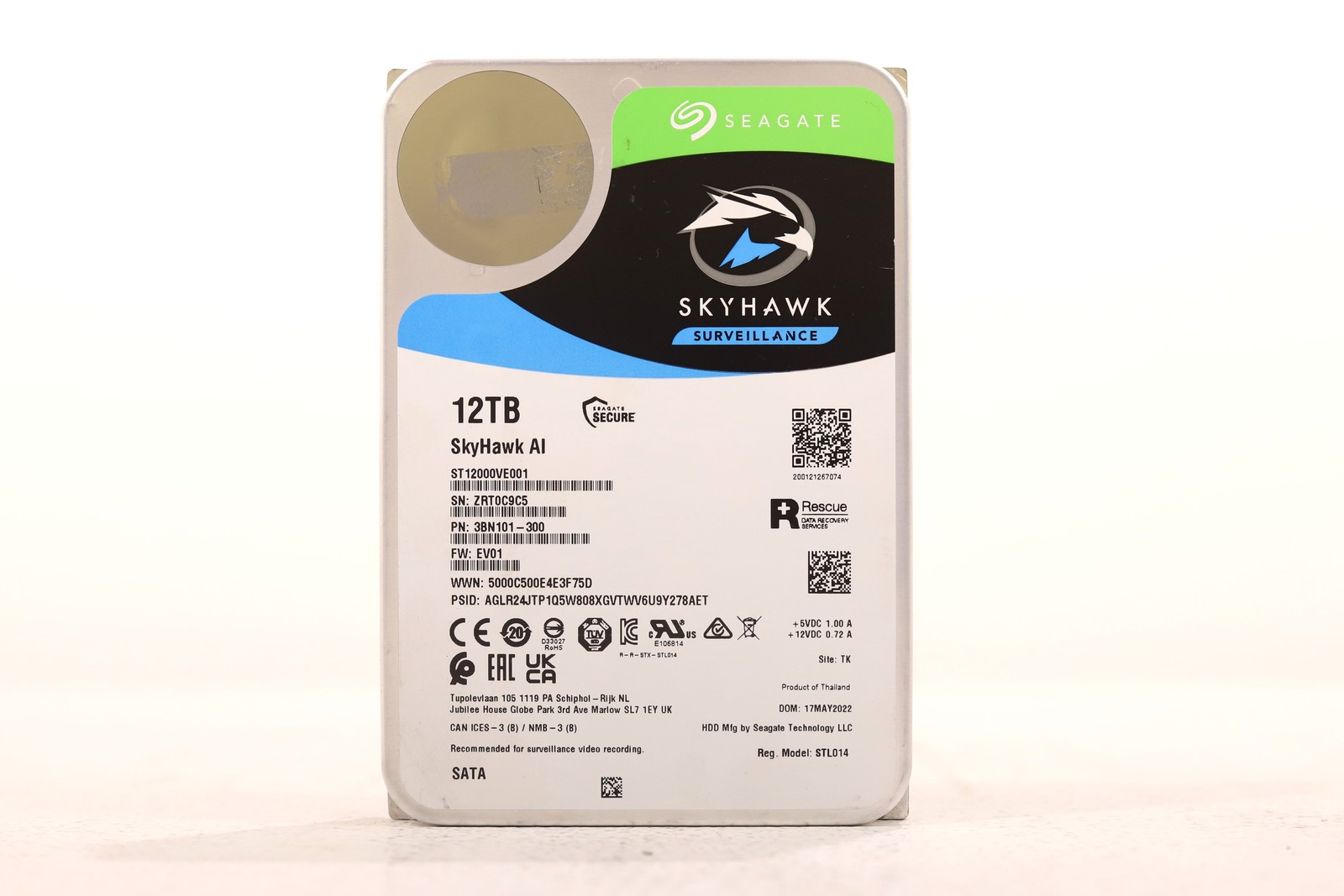 Seagate ST12000VE001 12TB 3.5" 6Gb/s 256MB 7.2K RPM SATA HDD P/N: 3BN101-300