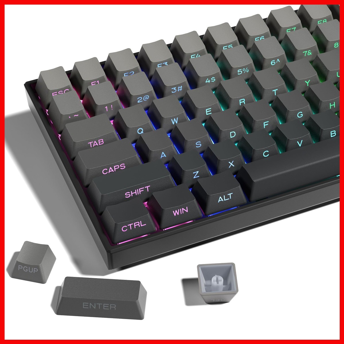 XVX PBT Keycaps - Gradient Gray 136 Keys Set, Side Printed, Double Shot, OEM