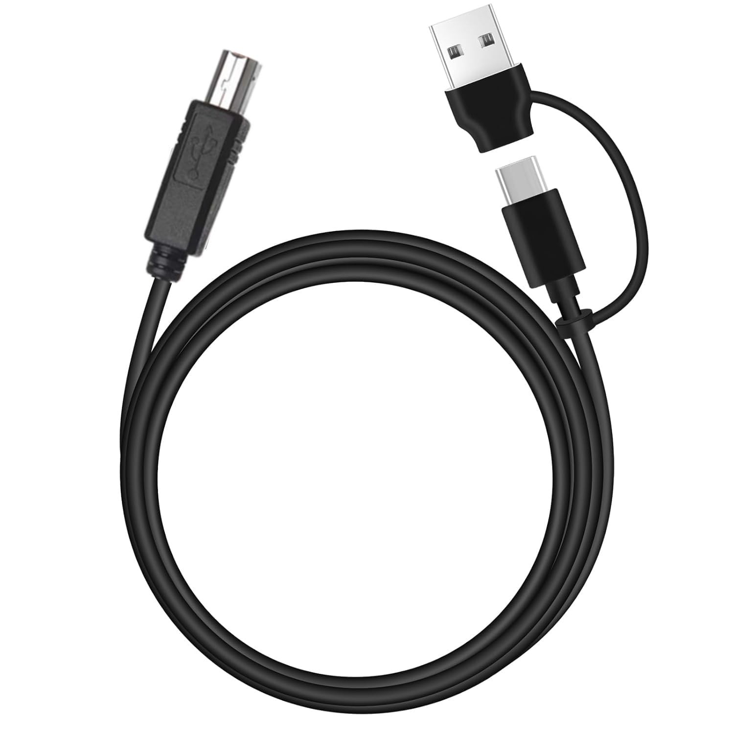 EGK 2 in 1 USB C to B Printer Cable with A Adapter, 6.5 feet, Black