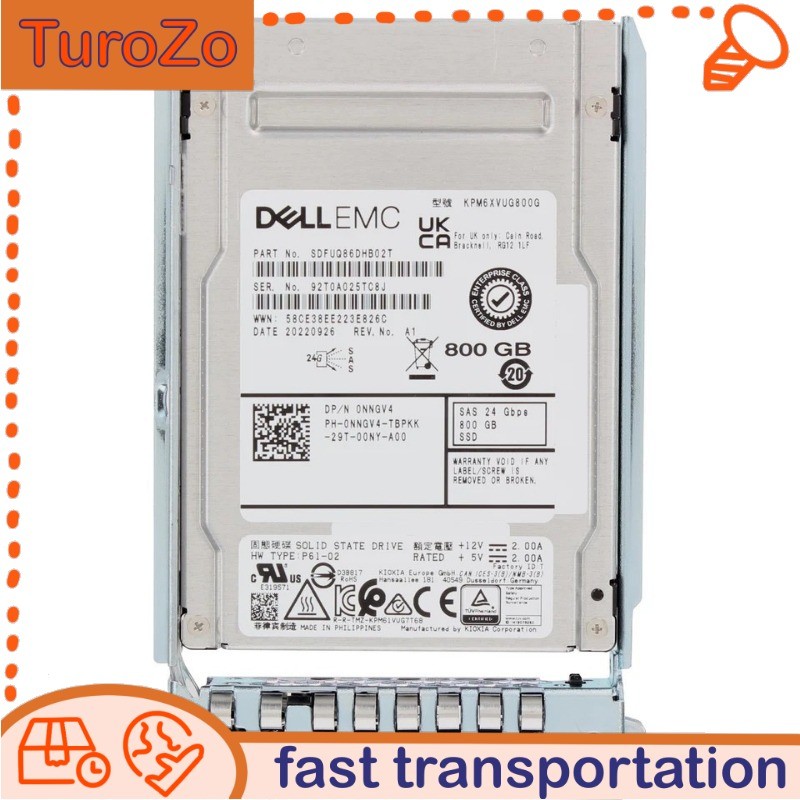 NNGV4 0NNGV4 New Dell 800GB 24Gbps SAS MU TLC 2.5'' SSD 14/15/16G KIT