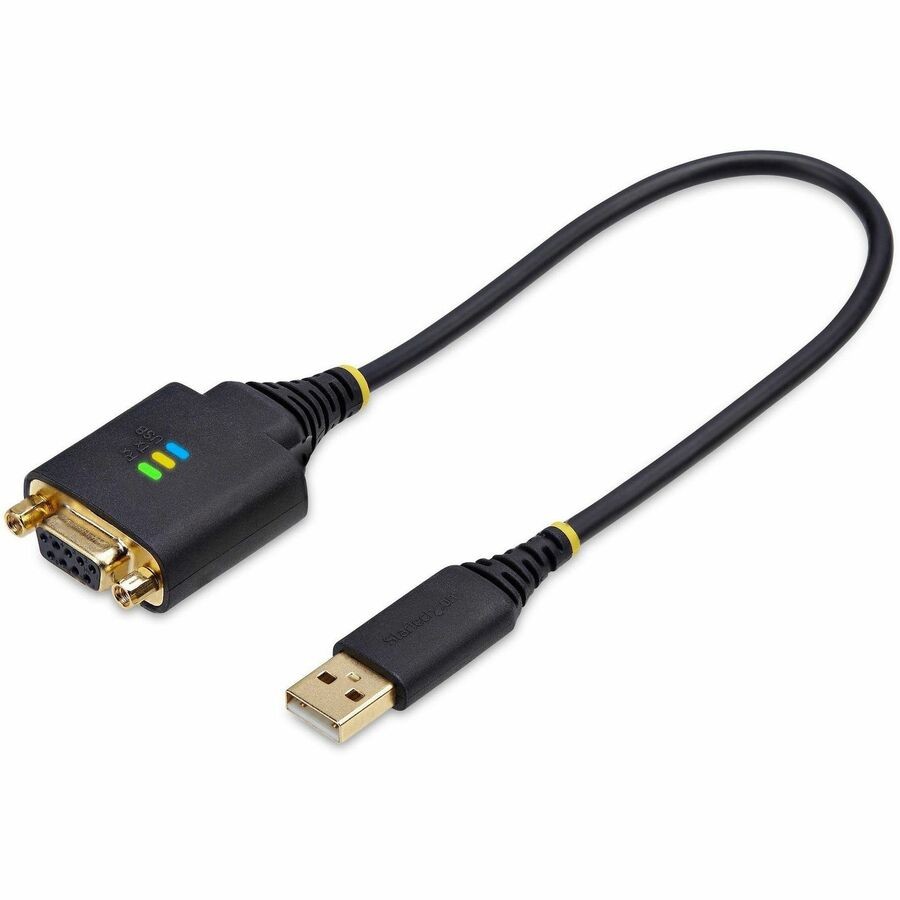 StarTech 1ft/30cm USB to Null Modem Serial Adapter Cable, COM Retention, FTDI,
