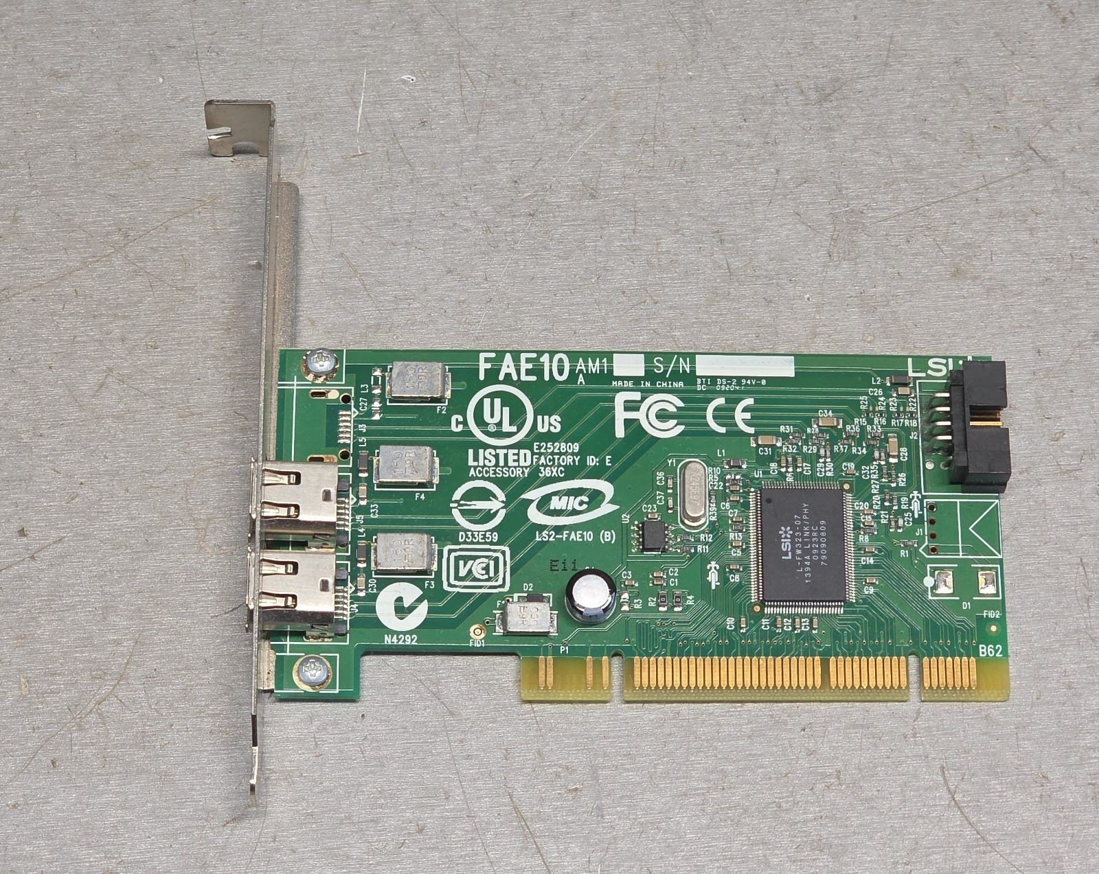 Dell LSI FAE10 IEEE 1394 FireWire PCI Card 2-Port 0H924H