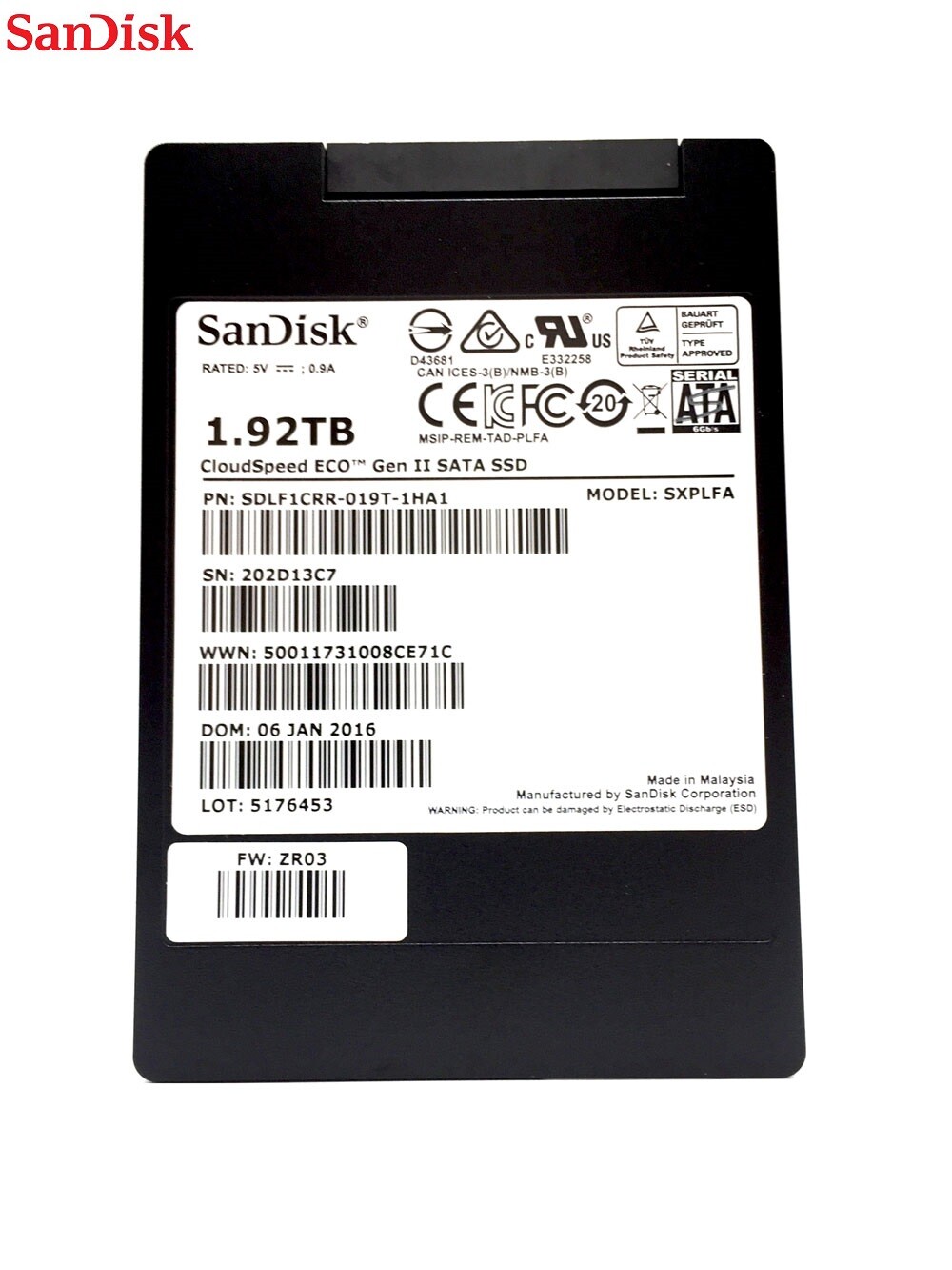 Enterprise 1.92T 2.5" SSD Solid State Drive NAND MLC CloudSpeed ECO SATA3 SXPLFA