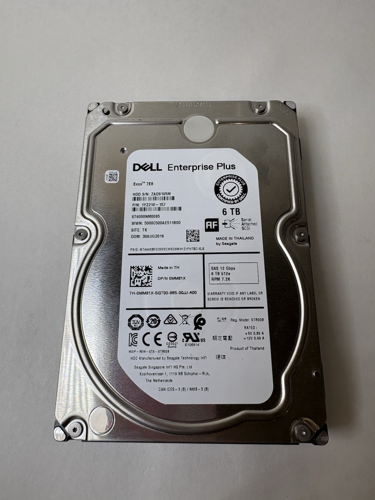 Seagate Exos 7E8  (Enterprise Plus) 6TB 7.2k rpm 12Gbps (Wiped & Tested)