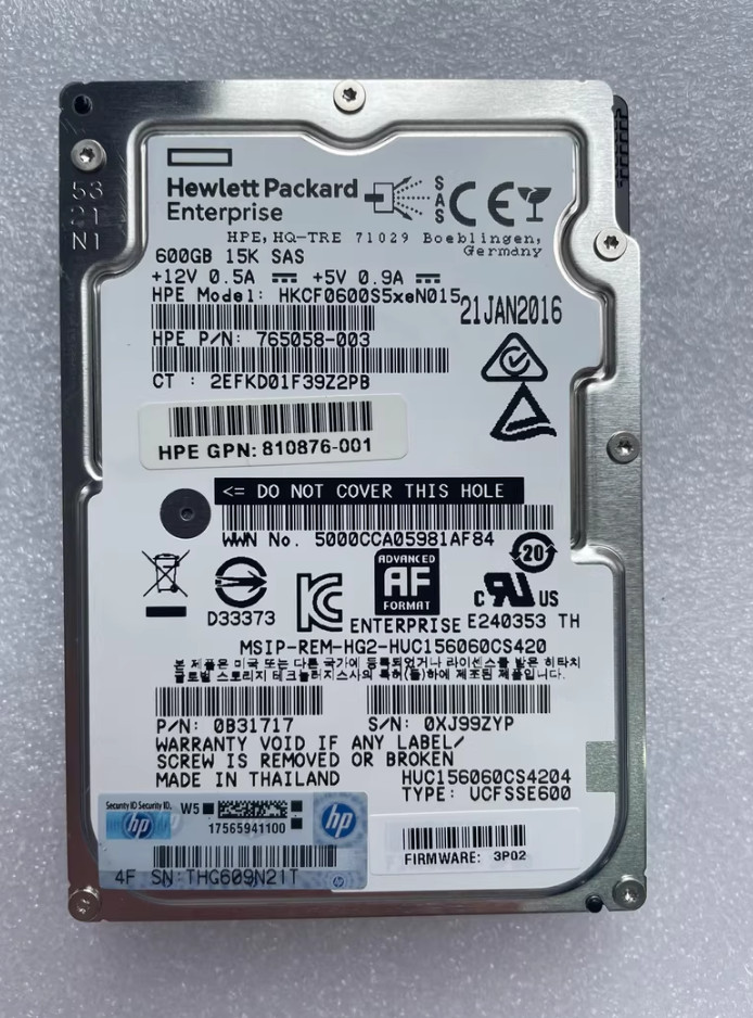 HP 3PAR Store Serve HKCF0600S5xeN015 810876-001 765058-003 600GB 15K 2.5 SAS HDD