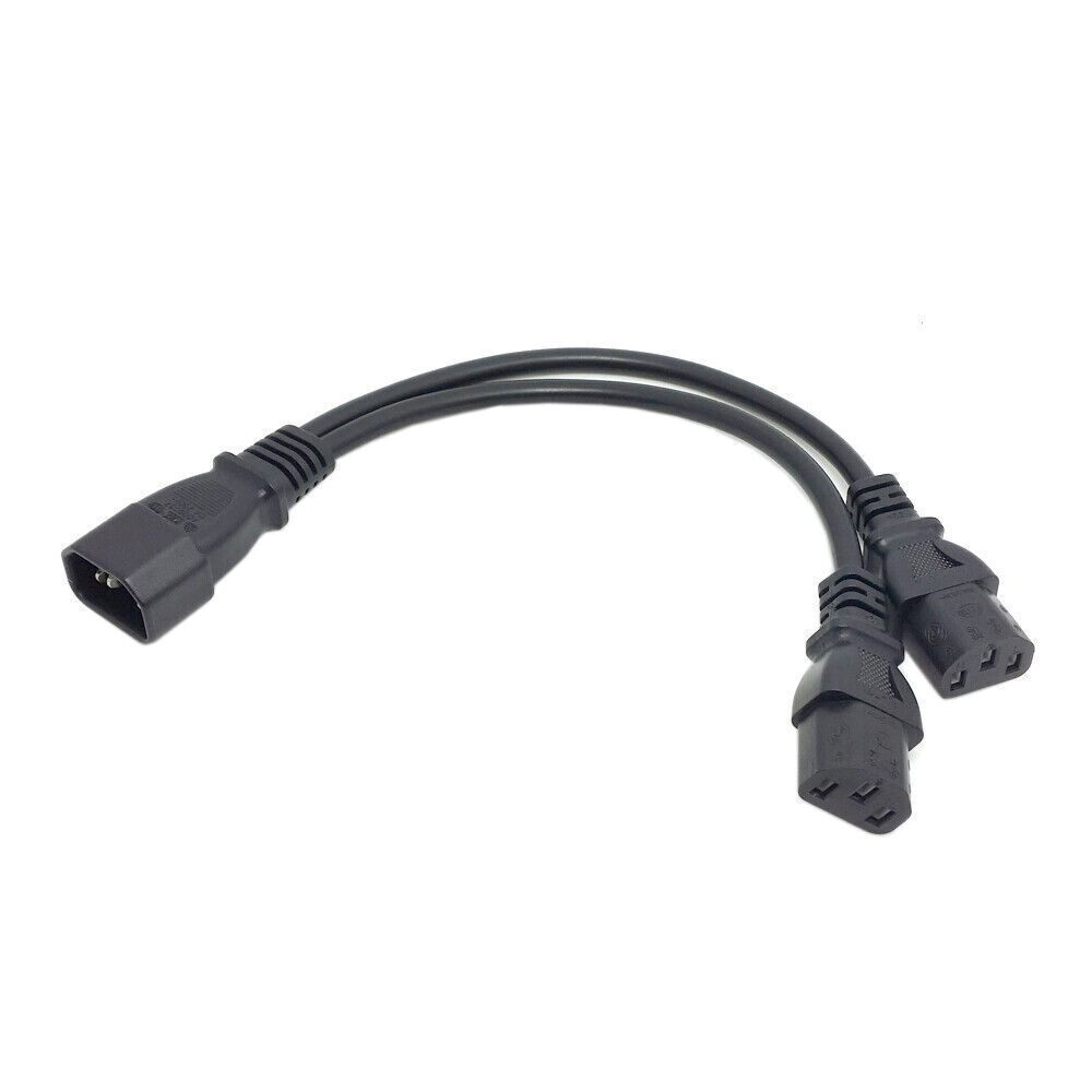 Cablecy Single C14 to Dual 5-15R Short Power Y Type Splitter Adapter Cable 250V