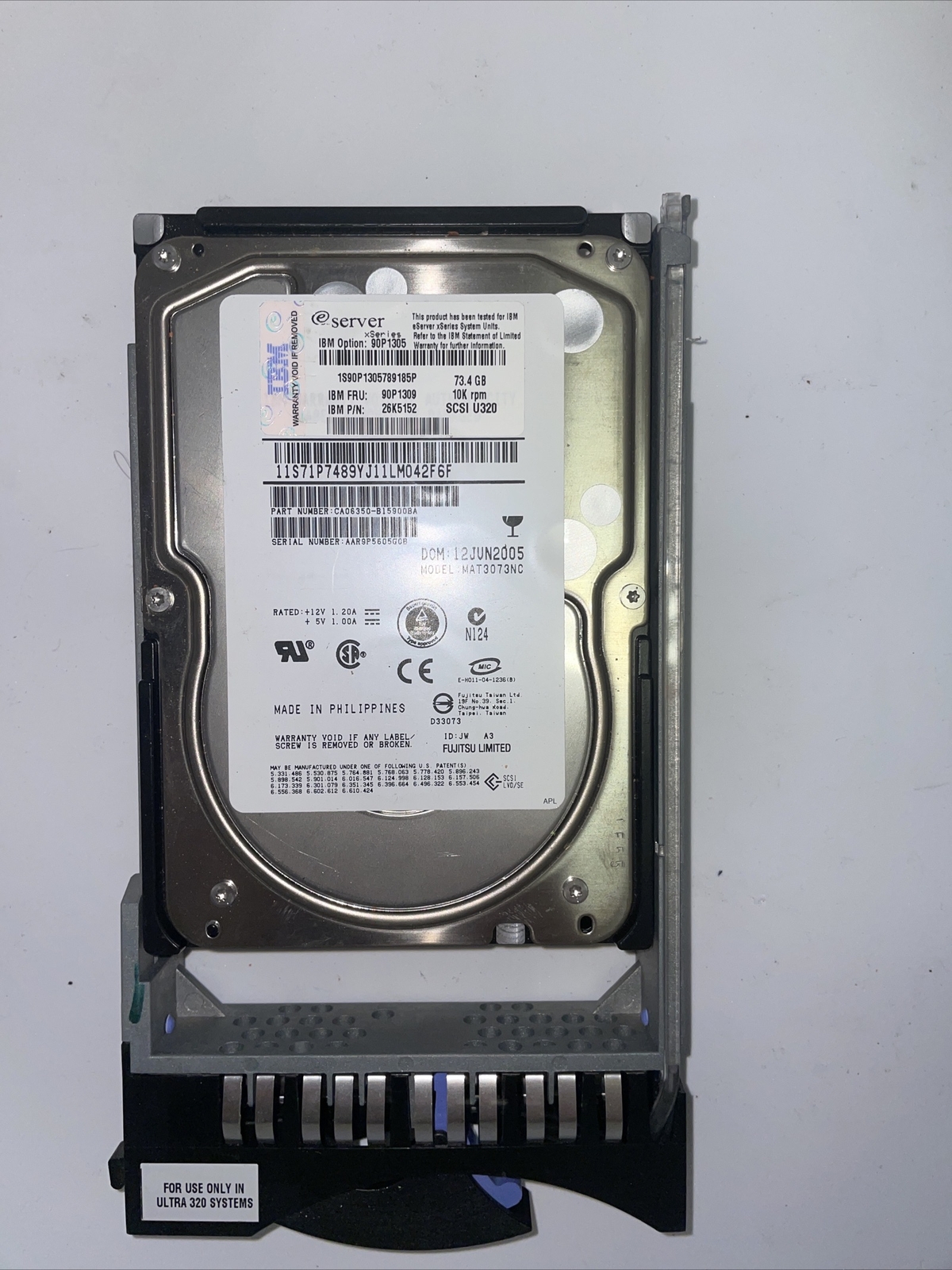 MAT3073NC Fujitsu 73.5 GB,Internal,10000 RPM,3.5" Hard Drive TESTED