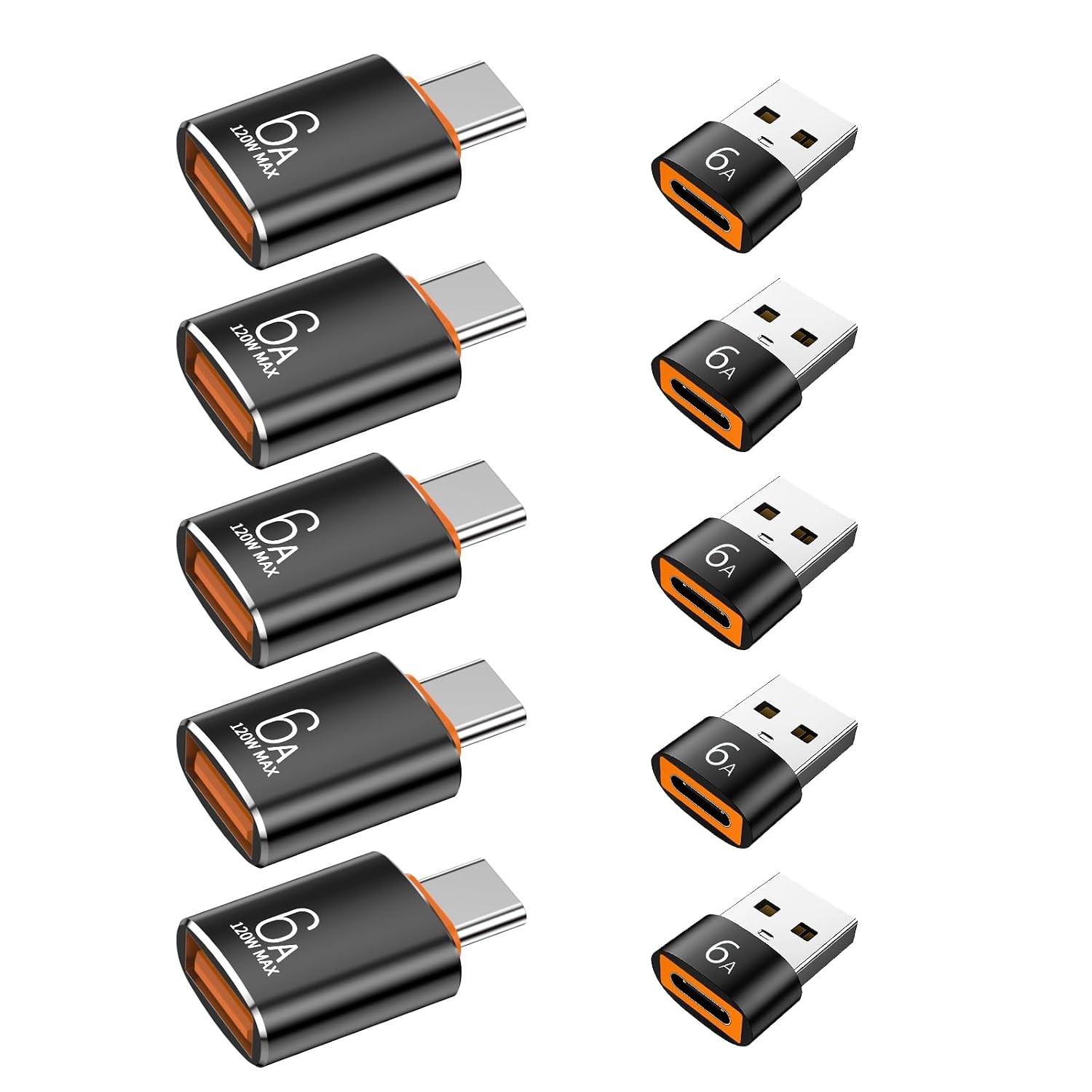 10-Pack 10Gbps/120W USB C to USB Adapter & C Male to 3.1 Female Adapter