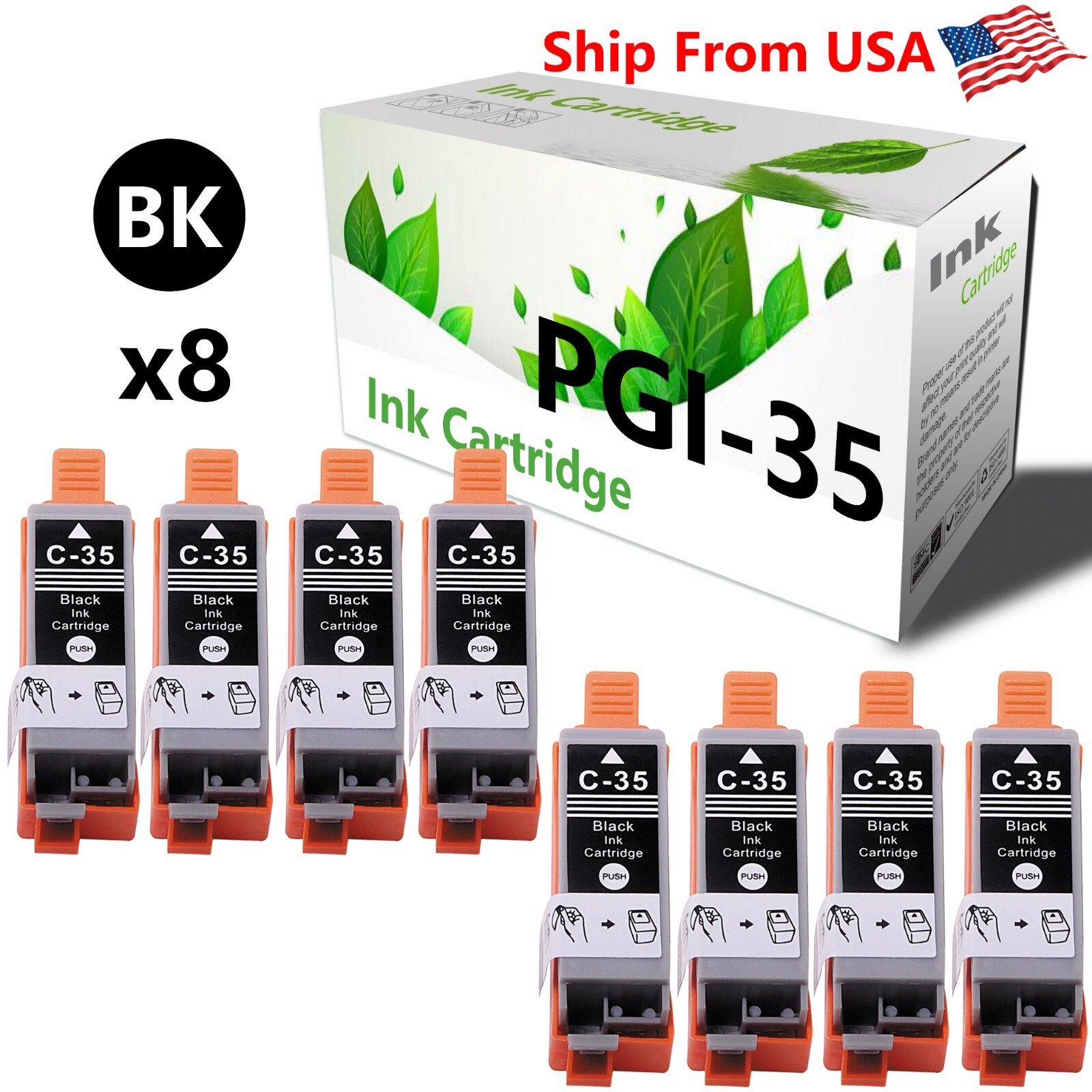 8-Pack PGI35 PGI-35 Ink Cartridge For PIXMA IP100B IP100 IP110 mini320 Printer