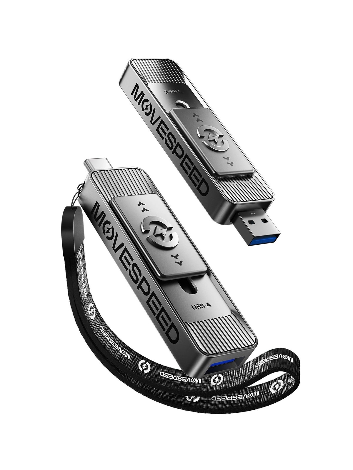 MOVE SPEED 1TB USB Drives, ThumbDrive with Dual Ports & Push-Pull Design —