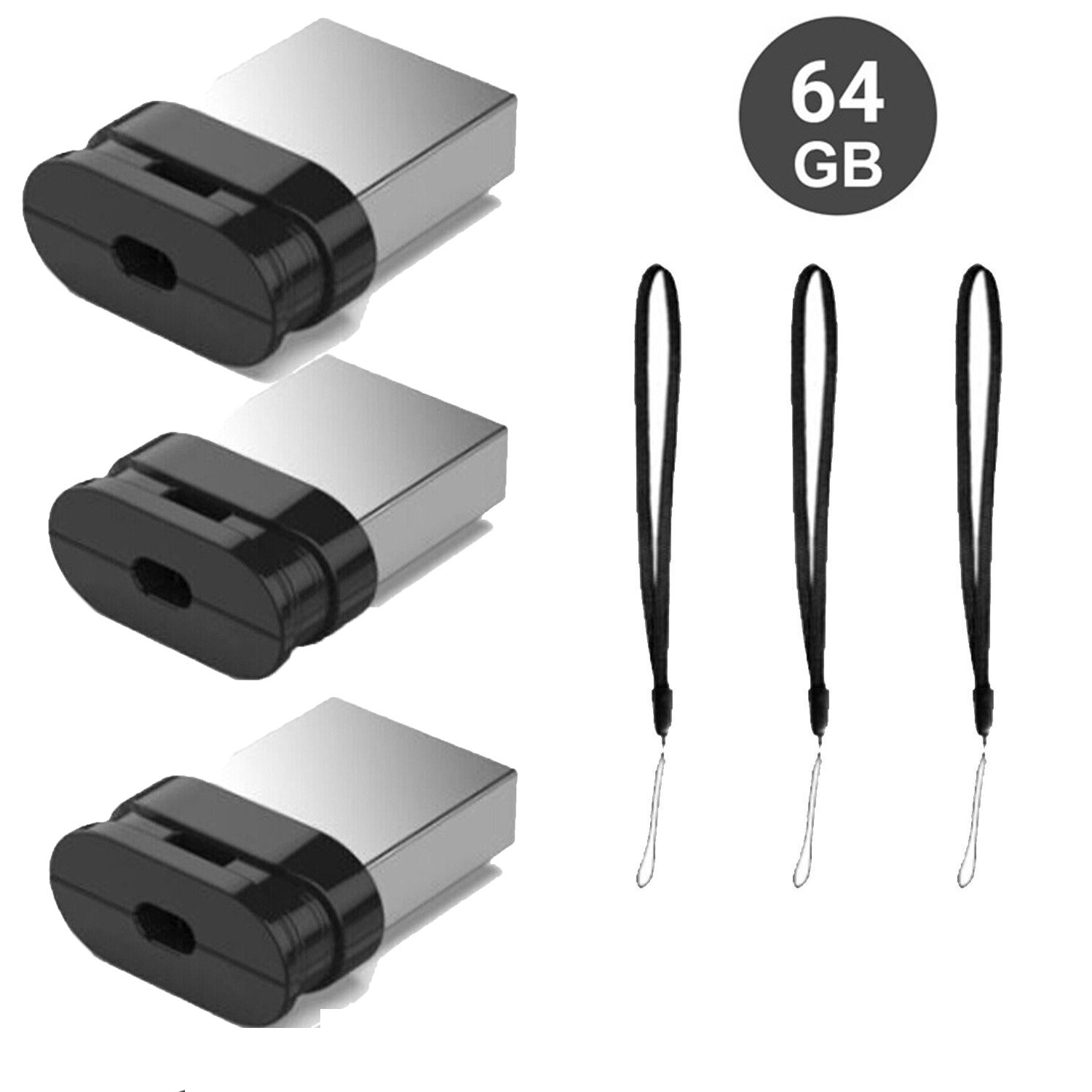 3Pack 64 GB Mini USB Flash Pen Drive Thumb U Disk Memory Stick For PC Laptop