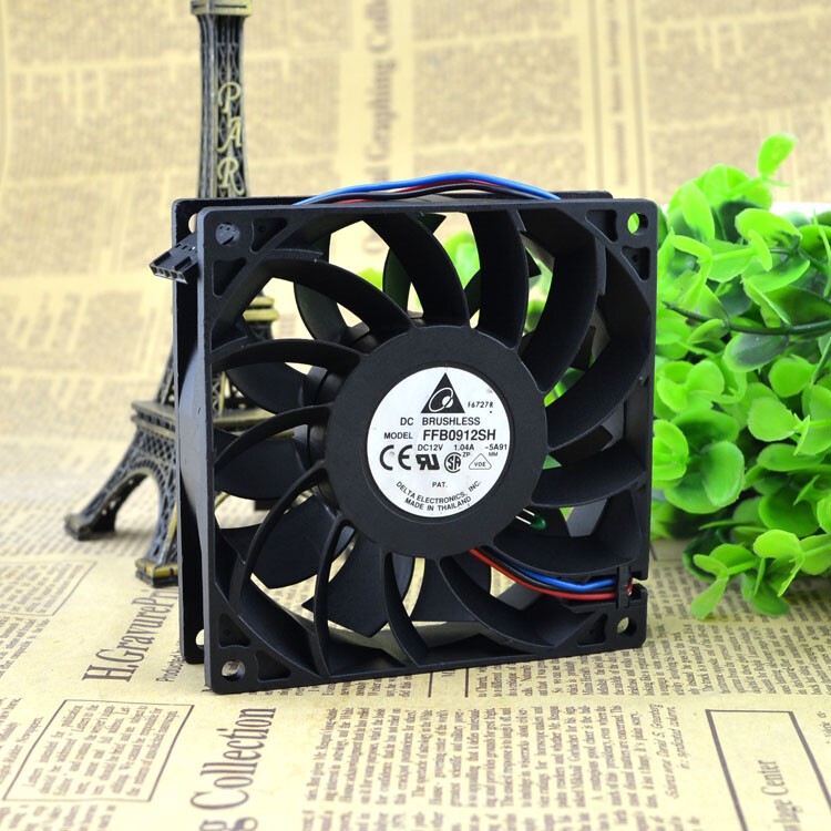 For Delta FFB0912SH 9CM DC12V 1.04A 90*90*25MM 3Pin server Chassis Cooling Fan