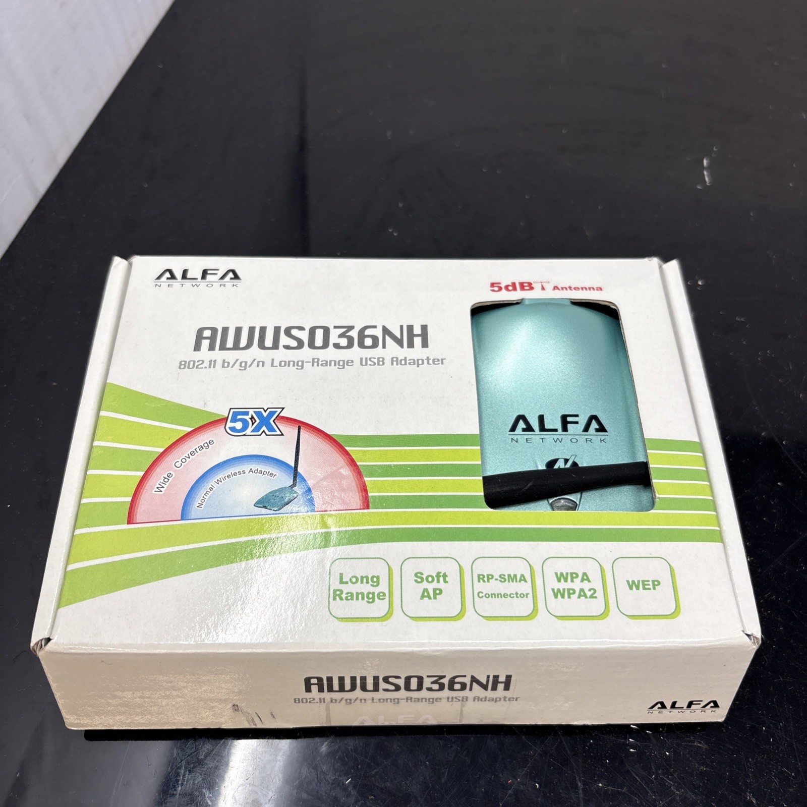 Alfa Network AWUS036NH Long Range Wireless USB Adapter 802.11b/g/n Teal + CD