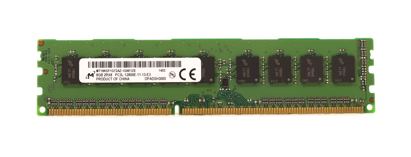 Micron 8GB 2Rx8 PC3L-12800E-11-13-E3 ECC Unbuffered Memory MT18KSF1G72AZ-1G6E1ZE
